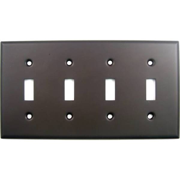 Quadruple Toggle Switch Plate Oil Rubbed, Number of Gangs: 4 Oil Rubbed Bronze Finish
