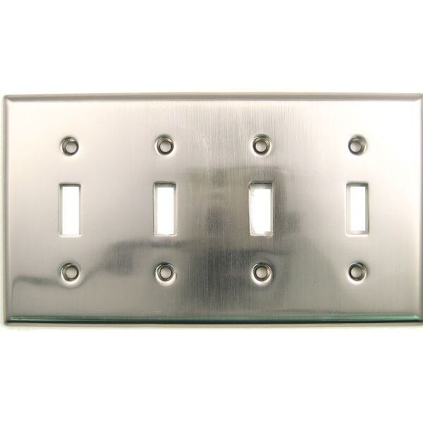 Quadruple Toggle Switch Plate Satin Nick, Number of Gangs: 4 Satin Nickel Finish