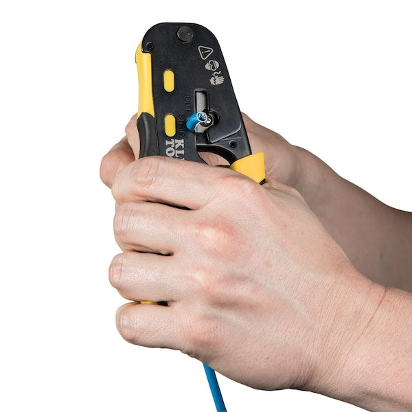 Ratcheting Cable Crimper / Stripper / Cutter, for Pass-Thruâ¢