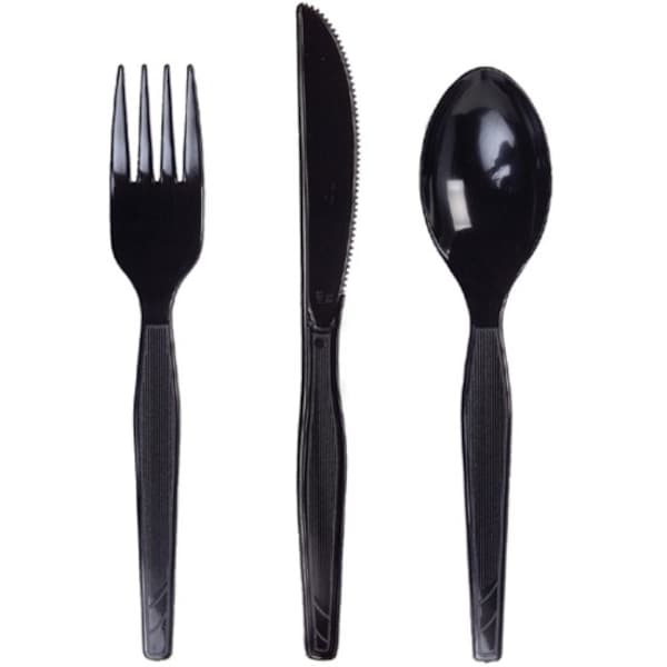 Disposable Fork, Black, Medium Weight, PK1000