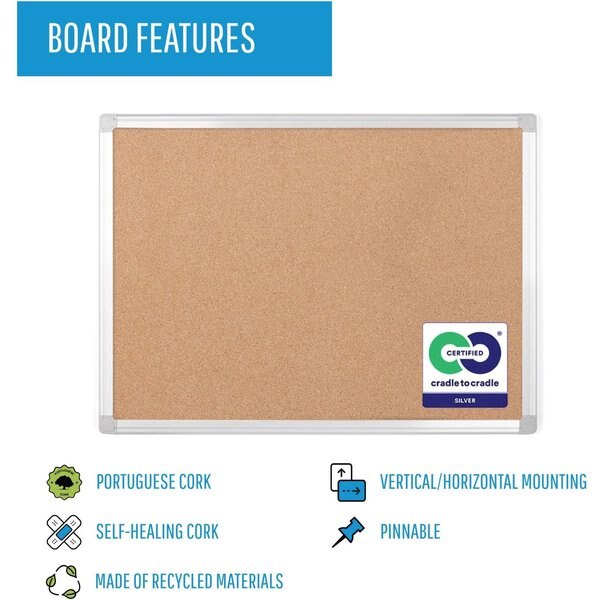 Earth Cork Board 2 ft.x3ft., Aluminum
