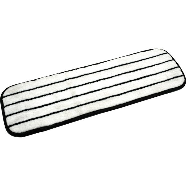 18 in Flat Mop Pad, Hook-and-Loop Connection, Cut-End, White, Microfiber, PK10