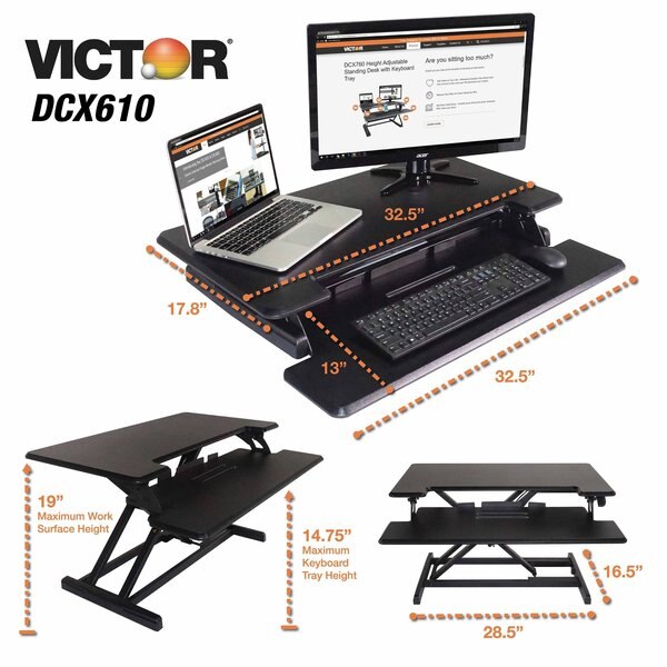 Compact Standing Desk Riser, Black