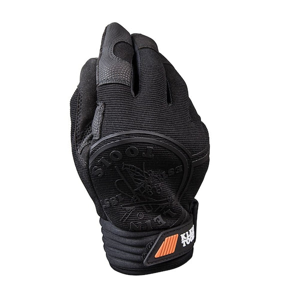 Mechanics Gloves, L, Black, Reinforced Padded, Fabric