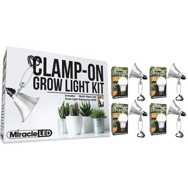 Wide Angle LED Clamp-On Grow Light, PK4