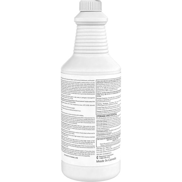 Cleaner and Disinfectant, 32 oz. Trigger Spray Bottle, Unscented, Colorless