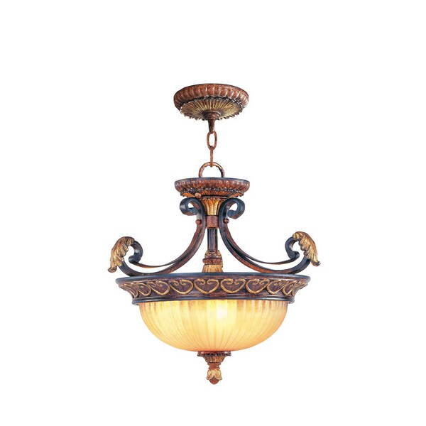 Villa Verona 3 Light Verona Bronze with Aged Gold Leaf Convertible