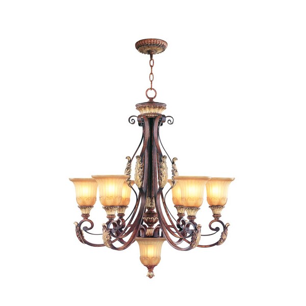 Villa Verona 7 Light Verona Bronze with Aged Gold Leaf Chandelier