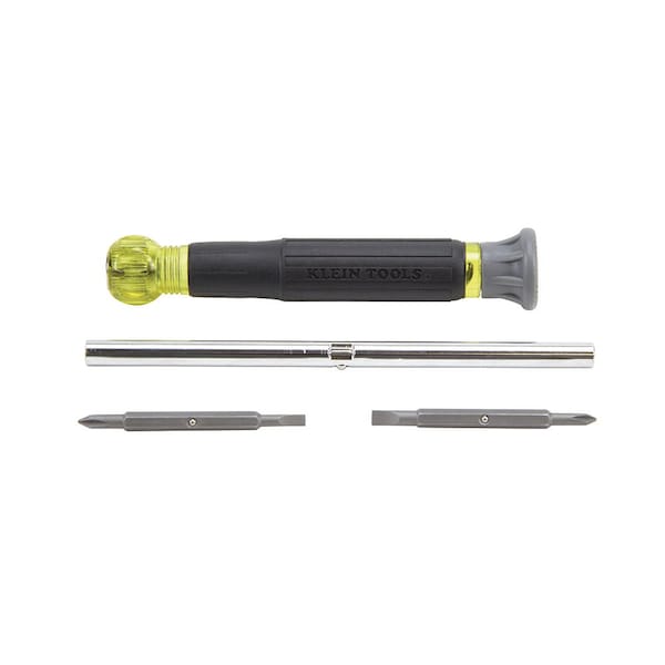 Multi-Bit Electronics Screwdriver Rotating, SAE, 4-In-1 #0, #00, 1/8 in, 3/32 in, 6 1/2 in L