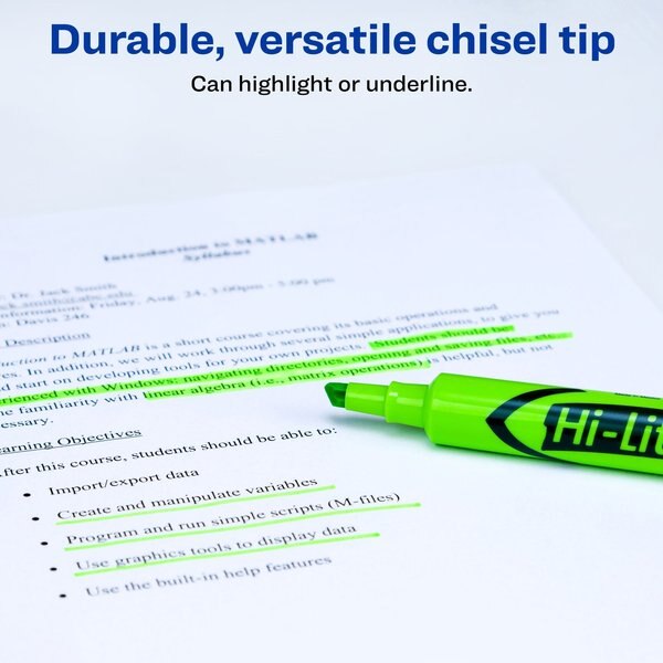 Highlighter, Chisel Tip, Fluorescent Green, Smear Safe, Nontoxic