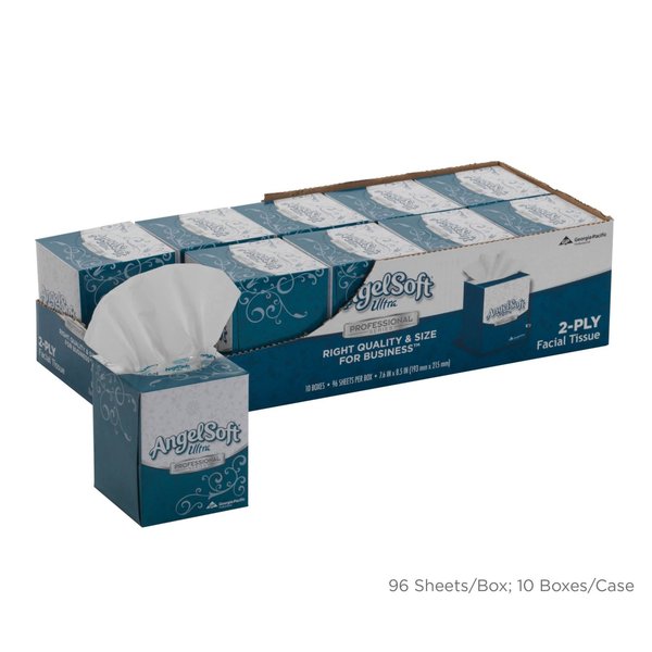 Angel Soft Ultra Professional Series 2 Ply Facial Tissue, 96 Sheets, PK 10