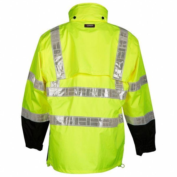2-Piece Rainsuit with Hood, Jacket/Pant, Storm Stopper Pro, Class 3, Hi-Vis Lime, Size Small/Medium