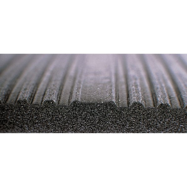 Antifatigue Runner, Black, 60 ft L x 2 ft W, PVC Closed Cell Foam, Corrugated Surface Pattern