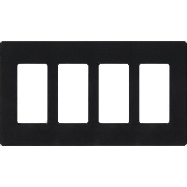 Designer Wall Plates, Number of Gangs: 4 Thermoset, Gloss Finish, Black