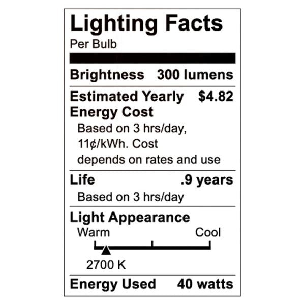 Bulb, Incandescent, 40W, T10, Medium Base, Tubular