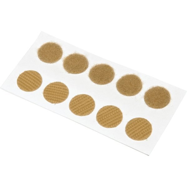 Reclosable Fastener, Disc, Rubber Adhesive, 3/4 in, Beige, 200 PK