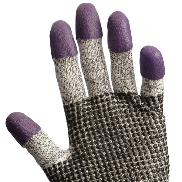 G60 Purple Nitrile Cut Resistant Gloves, Grey/Black, Purple Fingertips, Ambidextrous, LG, 1 Pair