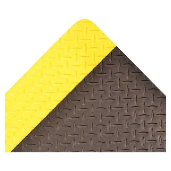 Antifatigue Mat, Black/Yellow, 5 ft L x 3 ft W, Vinyl Surface With Dense Closed PVC Foam Base