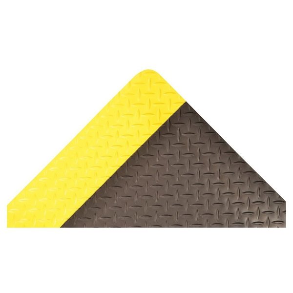 Antifatigue Mat, Black/Yellow, 5 ft L x 3 ft W, Vinyl Surface With Dense Closed PVC Foam Base