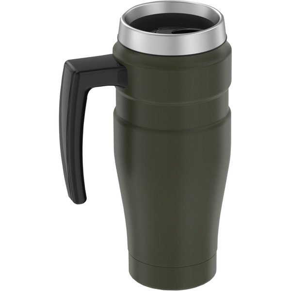 Stainless Steel Travel Mug, 16 oz., Army Green, Hot 7 Hrs, Cold 18 Hrs