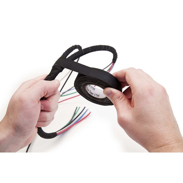 Cloth Friction Tape, 1755, Temflex, 3/4 in W x 60 ft L, 13 mil thick, Black, 1 Pack