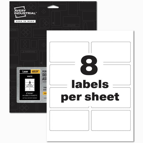 Destructible Asset Tag Labels, 3-3/, PK64