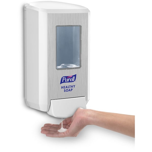 Soap Dispenser, Wall Mount, Manual, Push-Style, White