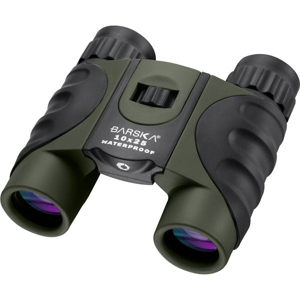 Waterproof Compact Binoculars, 10x25, Grn