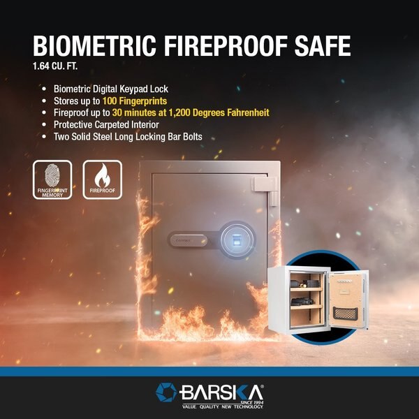 Biometric Fireproof Safe, 1.64 cu ft.