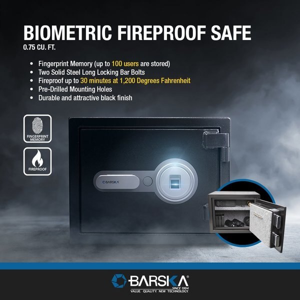 Biometric Fireproof Safe, 0.75 cu ft.