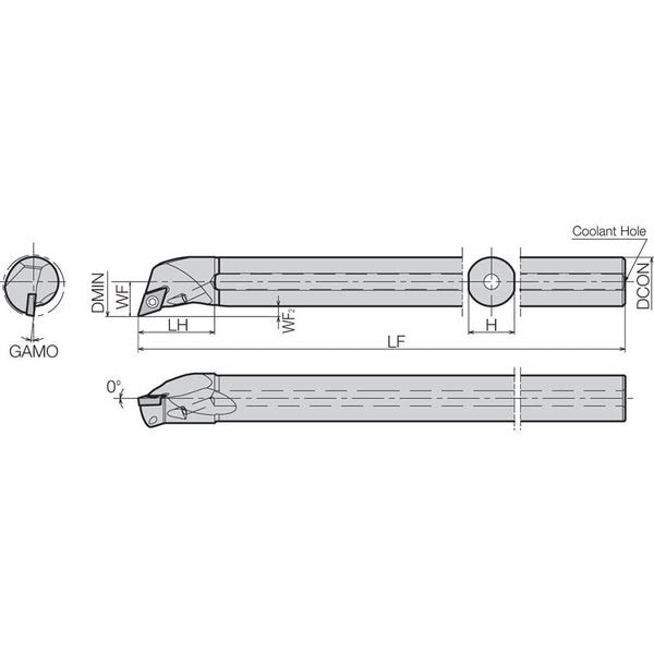 Boring Bar, Positive Rake, Leftt-Hand