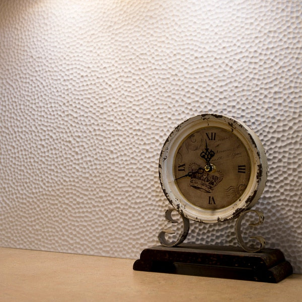 Fasade 18in x 24in Hammered Matte White Backsplash Panel 5pk