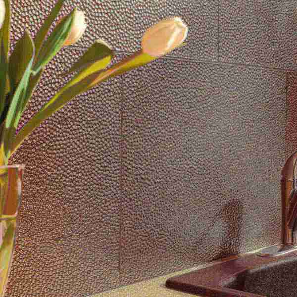 Fasade 18in x 24in Hammered Brushed Nickel Backsplash Panel 5pk
