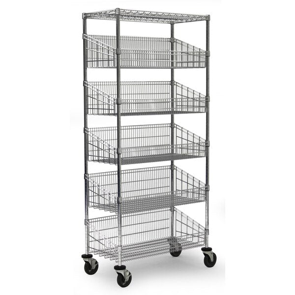 Basket Unit, w/Casters, 5 Baskets, 18x48x80