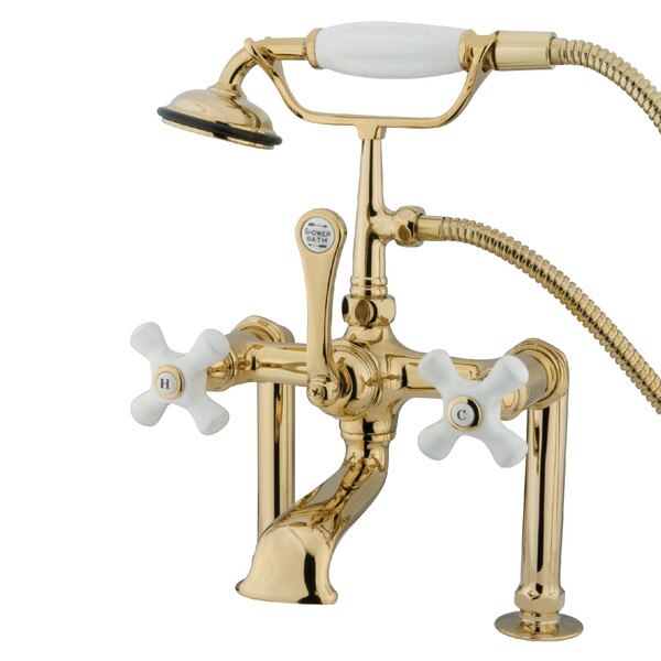 Deck-Mount Clawfoot Tub Faucet, Polished Brass, Deck Mount