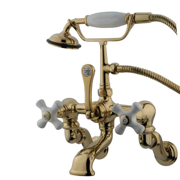 Wall-Mount Clawfoot Tub Faucet, Polished Brass, Tub Wall Mount