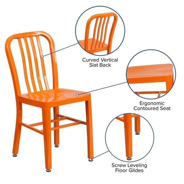 Gael Commercial Grade Orange Metal Indoor-Outdoor Chair