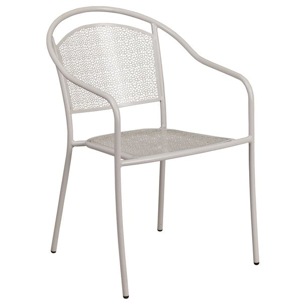 Light Gray Steel Patio Arm Chair with Round Back