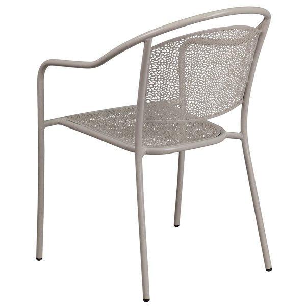 Light Gray Steel Patio Arm Chair with Round Back