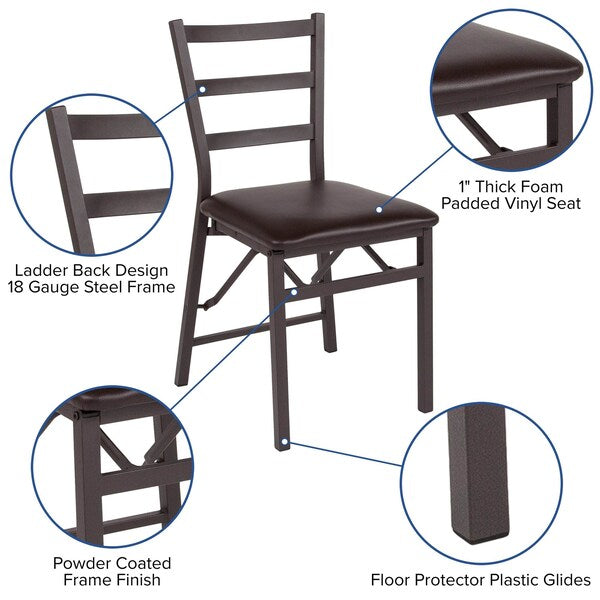Hercules Brown Ladderback Folding Chair