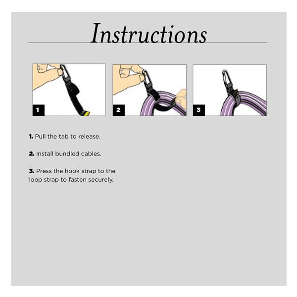 Back-to-Back Strap, No Adhesive, 6 in, 1 in Wd, Grey, 5 PK