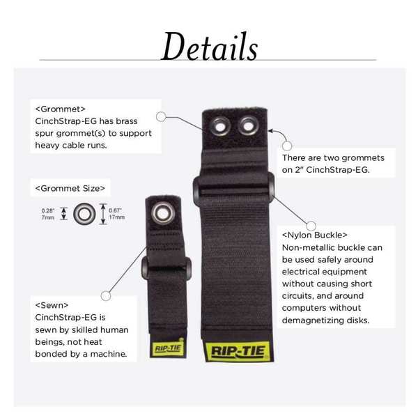 Back-to-Back Strap, No Adhesive, 16 in, 2 in Wd, Yellow