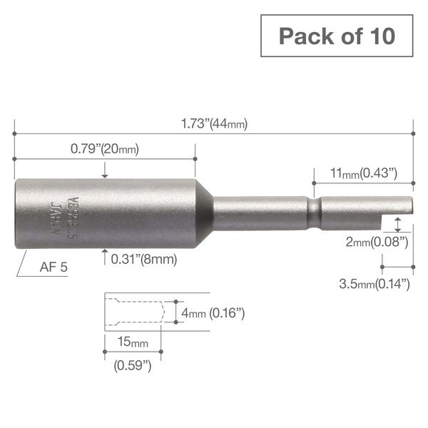 Precision Bit Halfmoon-Shank 4mm, PK10