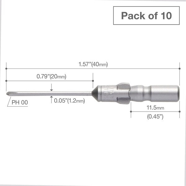 Precision Bit Wing-Shank 4mm, +00x, PK10