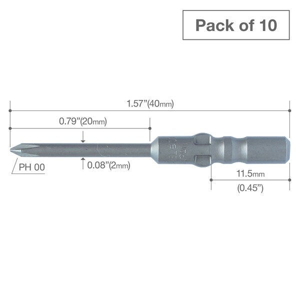 Precision Bit Wing-Shank 4mm, +00x, PK10