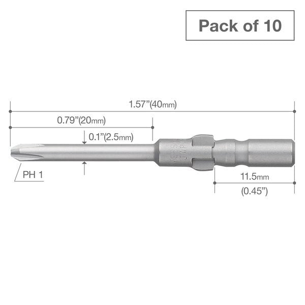 Precision Bit Wing-Shank 4mm, +1x2, PK10