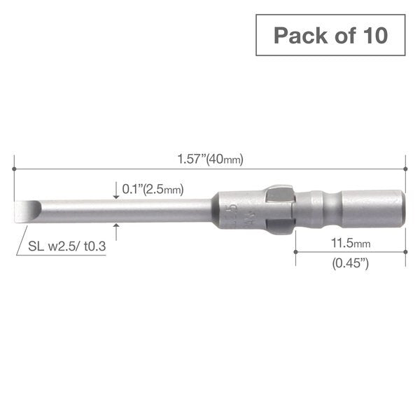 Precision Bit Wing-Shank 4mm, -2.5, PK10