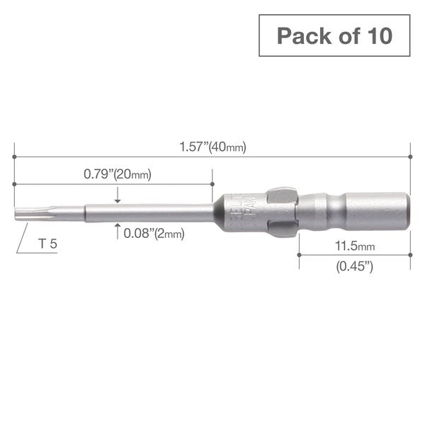 Precision Bit Wing-Shank 4mm, T5x2, PK10