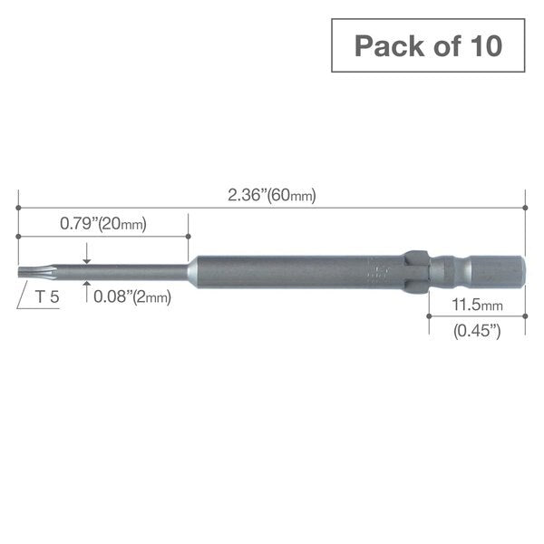 Precision Bit Wing-Shank 4mm, T5x2, PK10