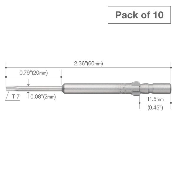 Precision Bit Wing-Shank 4mm, T7x2x2, PK10